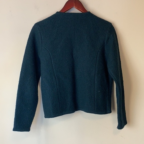 VTG Charter Club Boiled Wool Button Front Cropped Tailored Jacket Womens Small - Picture 3 of 12